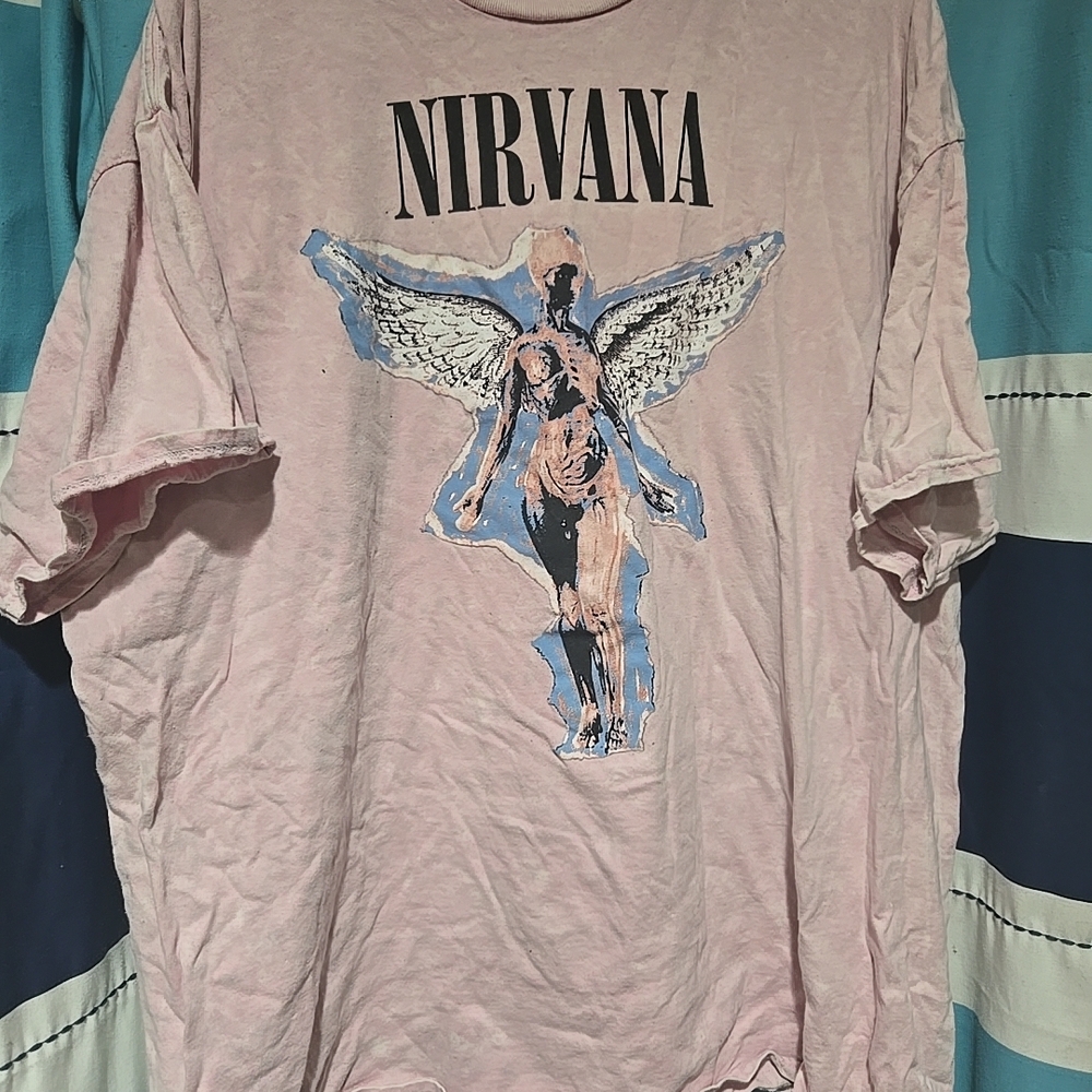 NIRVANA Light Pink Angel Graphic Tee - Short Sleeve